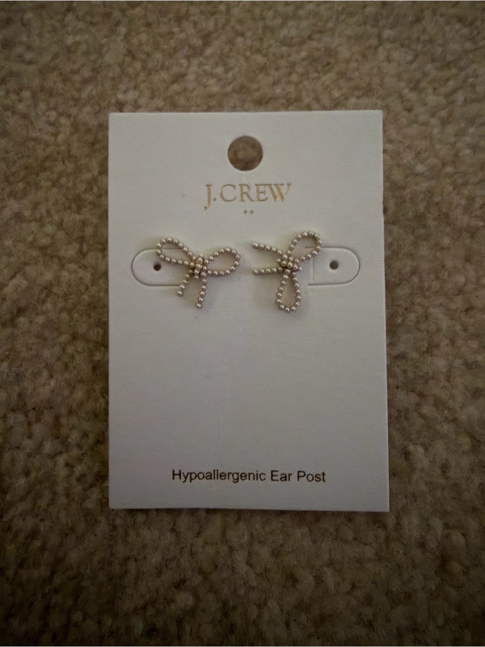 J. Crew Gold Beaded Bow Stud Earrings